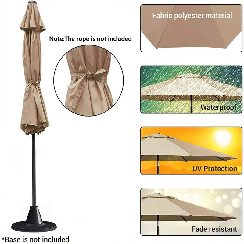 9 ft. Metal Market Crank and Tilt Patio Umbrella in Beige
