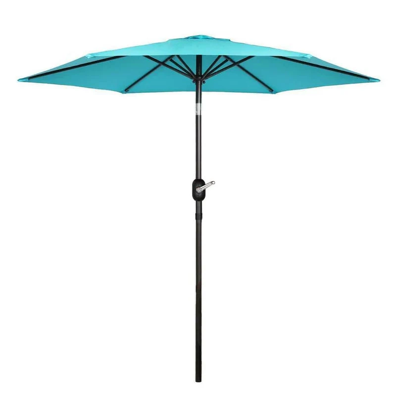 7.5 ft. Metal Pole Market Crank Patio Umbrella in Blue