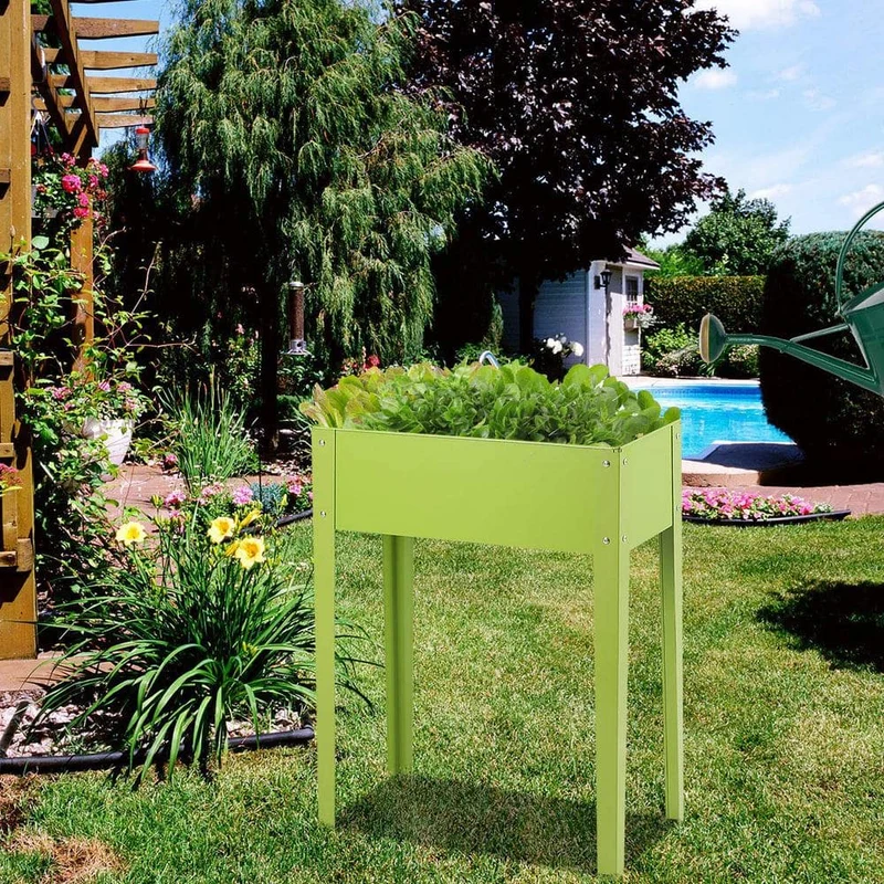24.5 in. L x 12.5 in. D x 31.5 in. H Green Outdoor Elevated Garden Bed Raised Planter