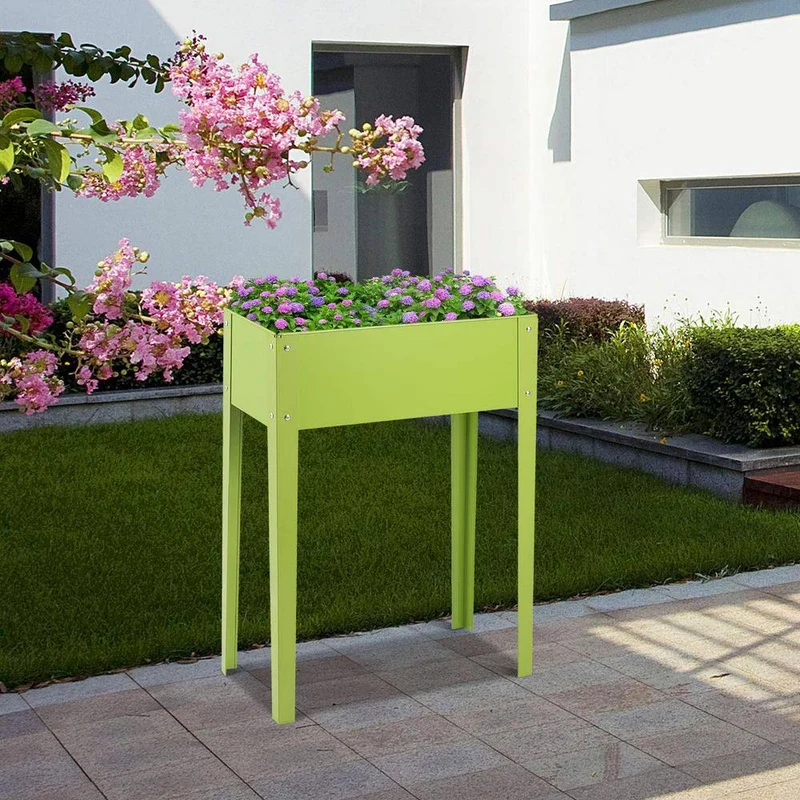 24.5 in. L x 12.5 in. D x 31.5 in. H Green Outdoor Elevated Garden Bed Raised Planter