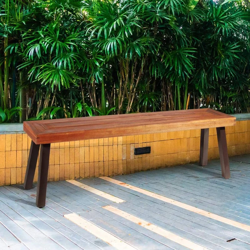 Acacia Wood Dining Bench with Steel Legs
