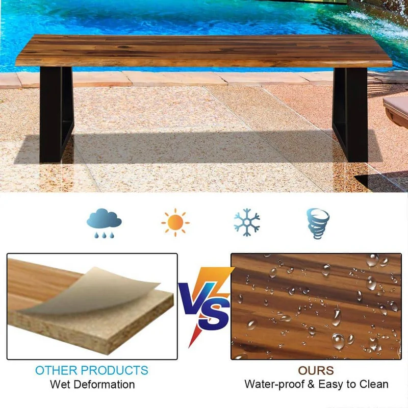 Natural Acacia Wood Outdoor Patio Bench