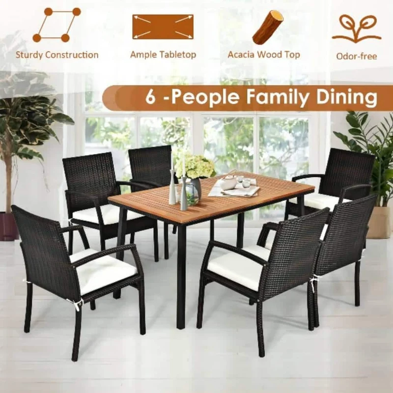 55 in. Wicker Outdoor Dining Table with Umbrella Hole