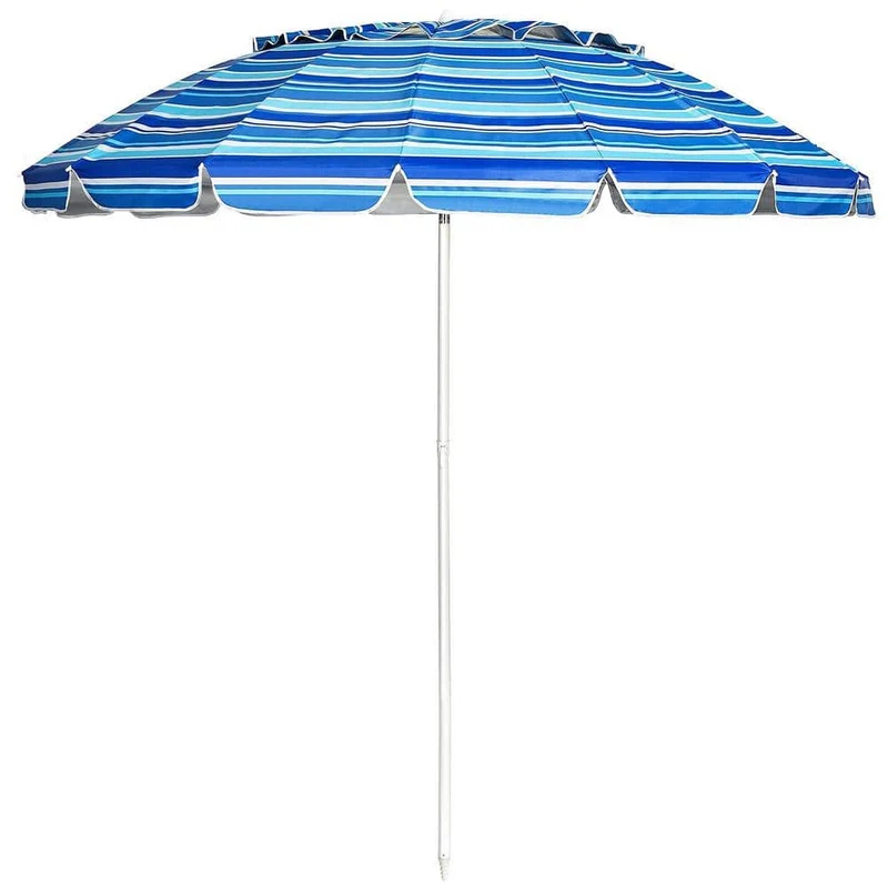 8 ft. Steel Pole Beach Umbrella with Sand Anchor and Tilt Mechanism in Navy Blue