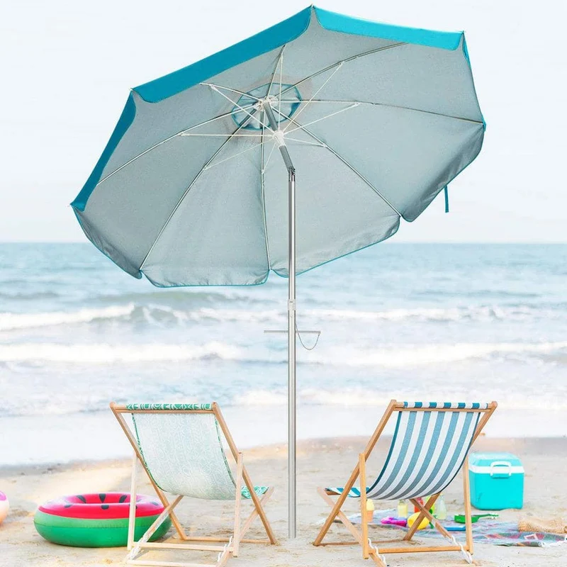 6.5 ft. Steel Pole Beach Umbrella with Carry Bag in Blue