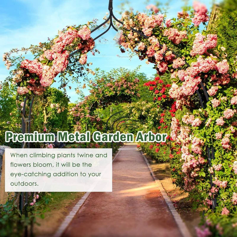 101 in. x 15 in. Steel Gothic Rose Arch Garden Decorative Arbor