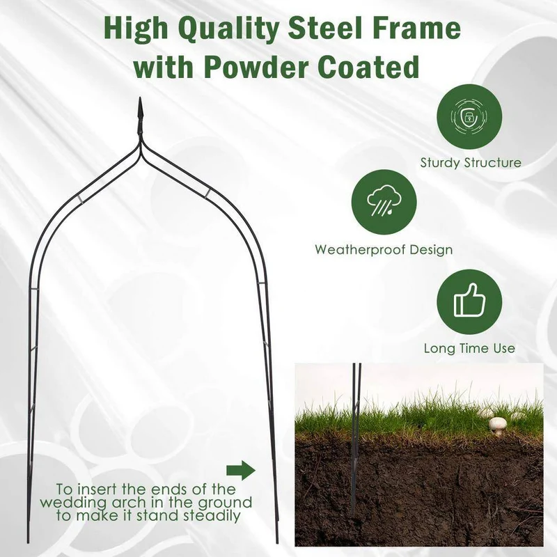 101 in. x 15 in. Steel Gothic Rose Arch Garden Decorative Arbor