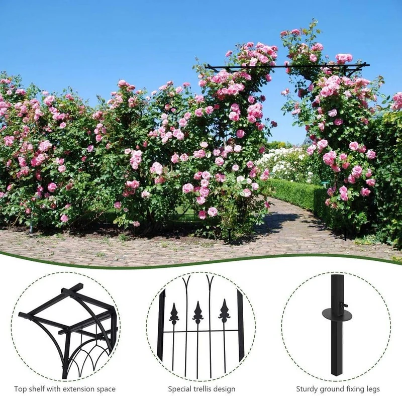 82 in. x 20.5 in. x 82 in. Steel Metal Decorative Backyard Arch Arbor