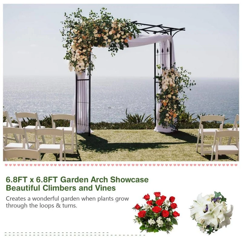 82 in. x 20.5 in. x 82 in. Steel Metal Decorative Backyard Arch Arbor