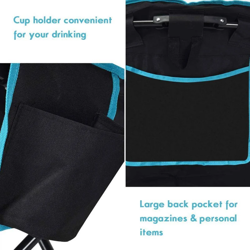 Folding Blue Steel Moon Camping Chair Heavy-Duty Saucer Chair with Carrying Bag