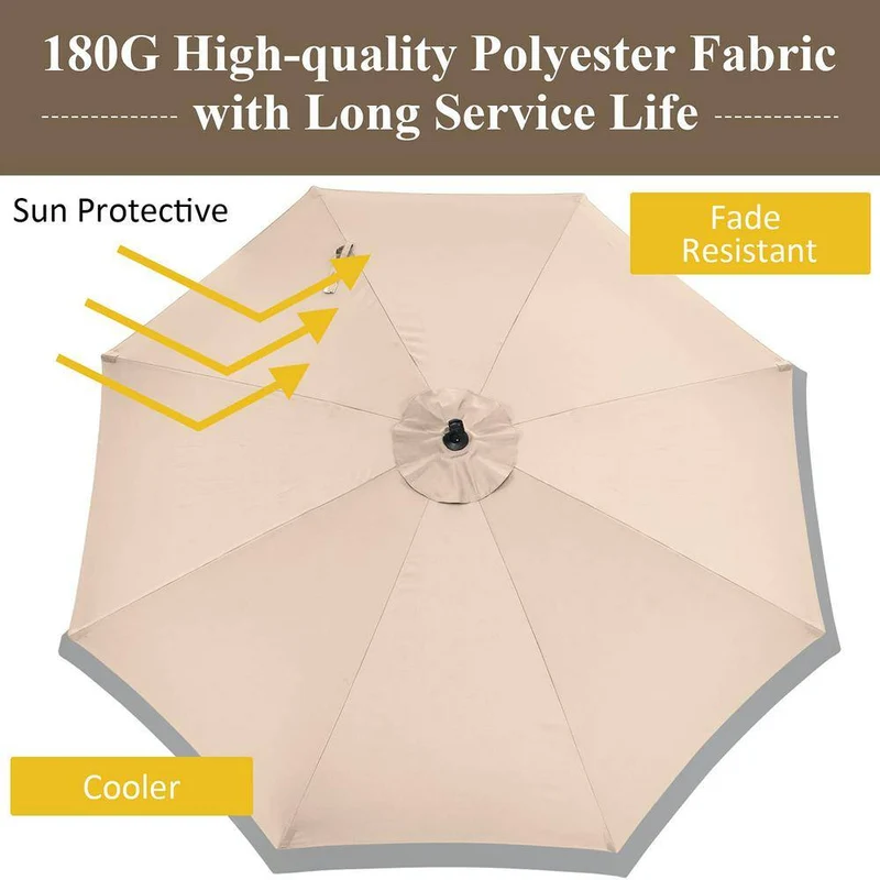 10 ft. Adjustable Tilt Cantilever Aluminum Solar Patio Umbrella Cross Base in Beige