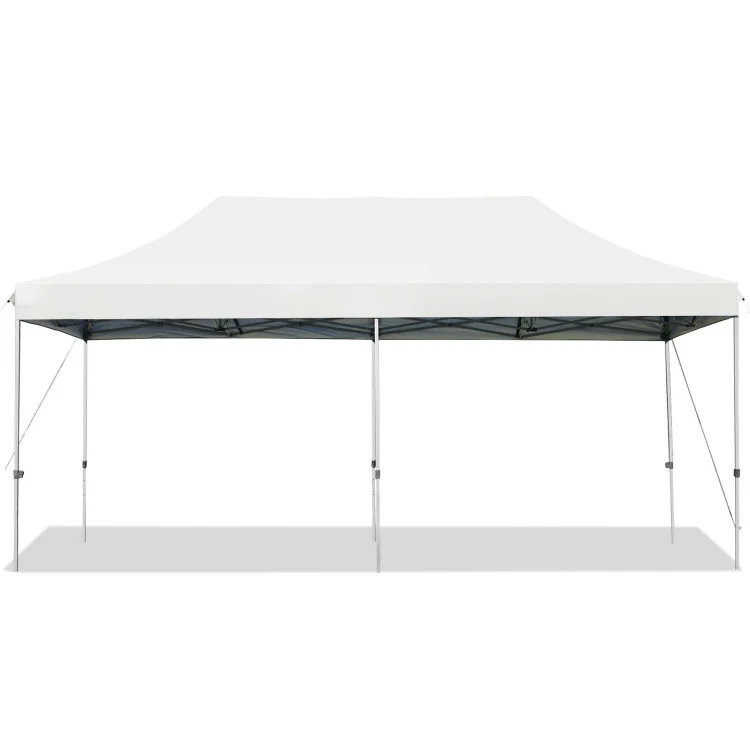 10 ft. x 20 ft. White Adjustable Folding Heavy-Duty Sun Canopy Pop Up Tent with Carrying Bag