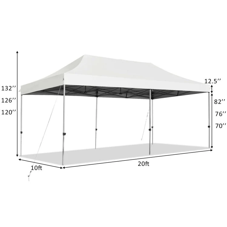 10 ft. x 20 ft. White Adjustable Folding Heavy-Duty Sun Canopy Pop Up Tent with Carrying Bag