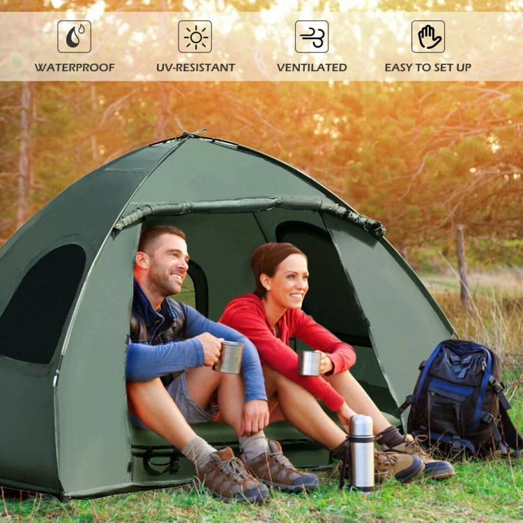 2-Person Portable Outdoor Camping Cot Tent with Air Mattress and Supportive Pillow