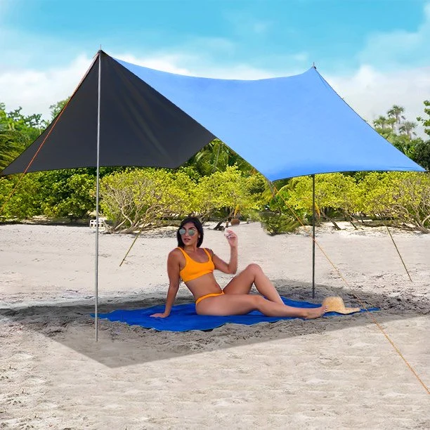 SUGIFT 10'x10' Portable Sun Shelter Beach Tent Canopy with 6 Sandbags, Blue