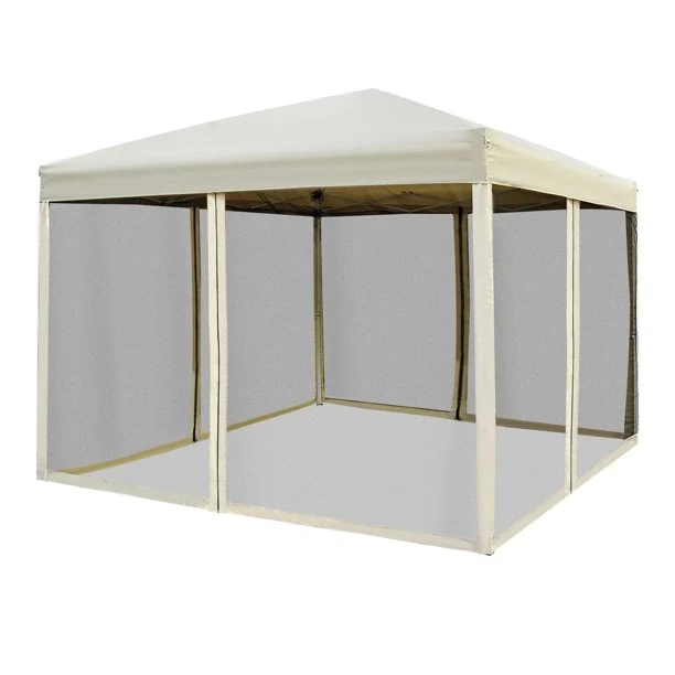 SUGIFT Easy Pop Up Canopy Shade Tent with Mesh Sidewalls - Beige