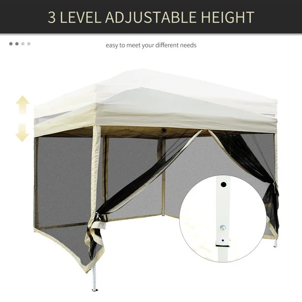 SUGIFT Easy Pop Up Canopy Shade Tent with Mesh Sidewalls - Beige