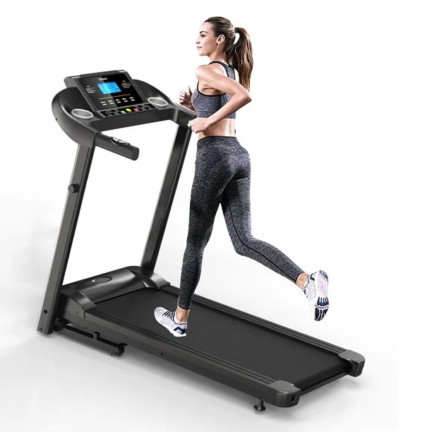 Home Gym Smart Fitness Equipment Foldable Motorized Treadmill LCD Display with Air Spring, Manual Incline, MP3