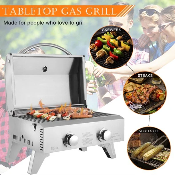 Stainless Steel Gas Grill, Double Row Double Head Small Oven