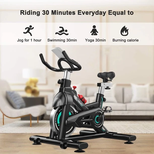 SUGIFT Adjustable Exercise Bike, Stationary Bicycle Aerobic Exercise With LCD Display and Water Bottle Cage