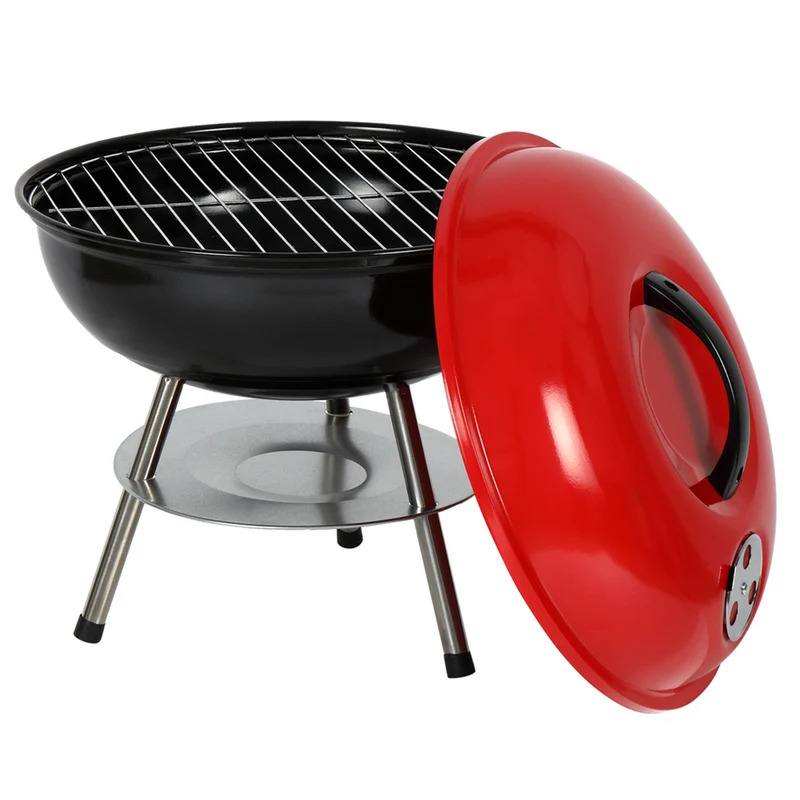 SUGIFT 14 in BBQ Grill Portable Charcoal Stove Apple Stove with Red Lid