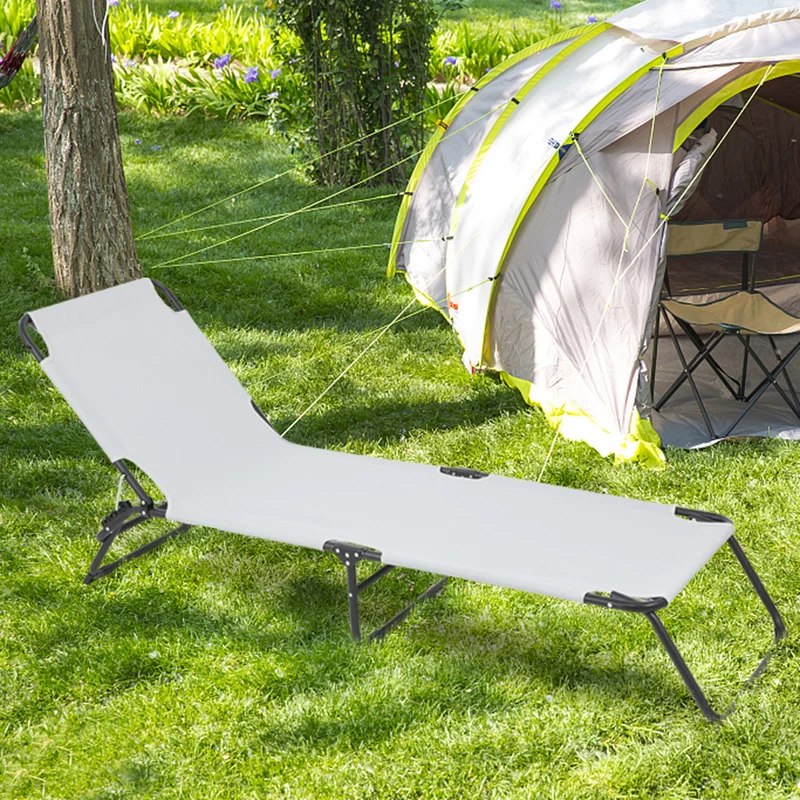 SUGIFT Folding Bed Outdoor Three-Fold Camping Bed Gray