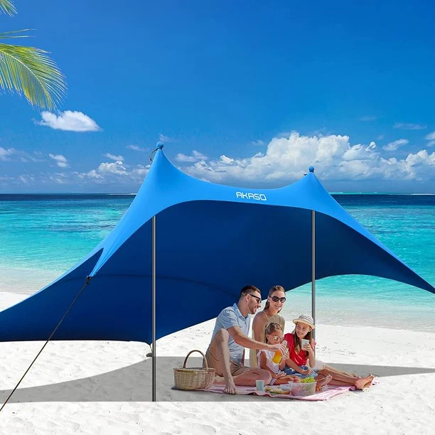 SUGIFT Beach Tent, Portable Beach Canopy Sun Shelter UPF50+ for 6-8 People, for Beach, Camping Trips, Fishing, Backyard or Picnics (10¡Á10 FT with 2 Poles)