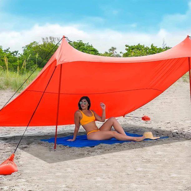 SUGIFT Sunshade Beach Tent with sandbag Anchors, Sun Shelter with UV Protection for Camping Fishing at The Beach, Parks