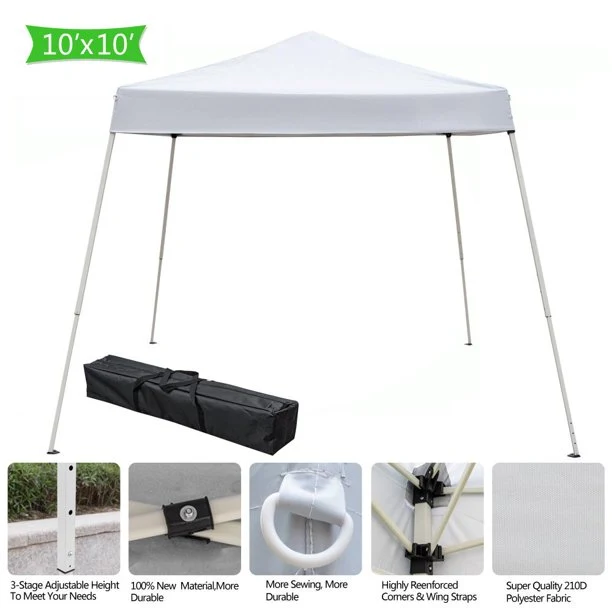 SUGIFT 10x10 Instant Canopy Pop up Wedding Party Tent Folding Gazebo Beach Canopy White with Carry Bag