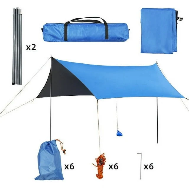 SUGIFT Family Portable Sun Shelter Beach Tent Canopy 10ft x 10ft UPF50+ Blue