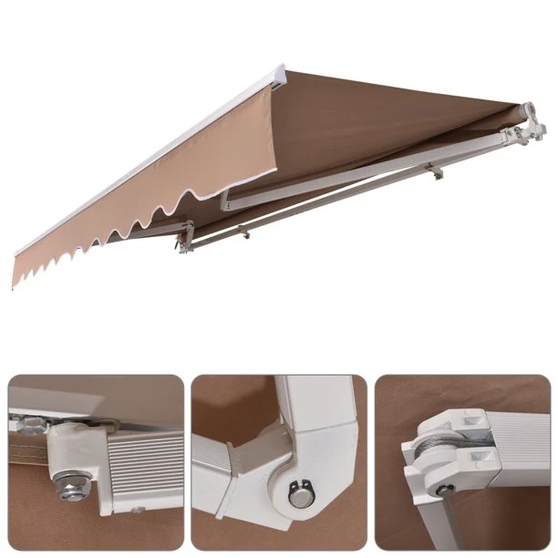 Luobod 13x8ft Retractable Patio Awning, Sun Shade Awning Cover, Sandy Color