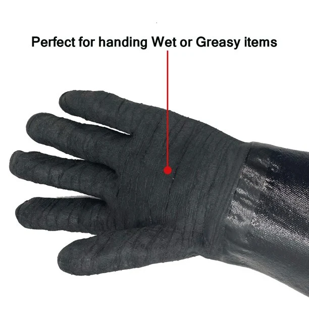 Barbecue Grill Gloves, Heat and Oil-Resistant Neoprene Oven Mitts, Long Waterproof Non-Slip Potholder