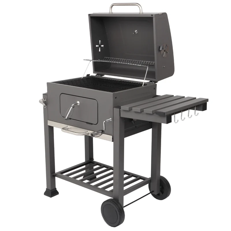 SUGIFT Removable Square Grill, Charcoal Oven with Movable Wheels, Gray