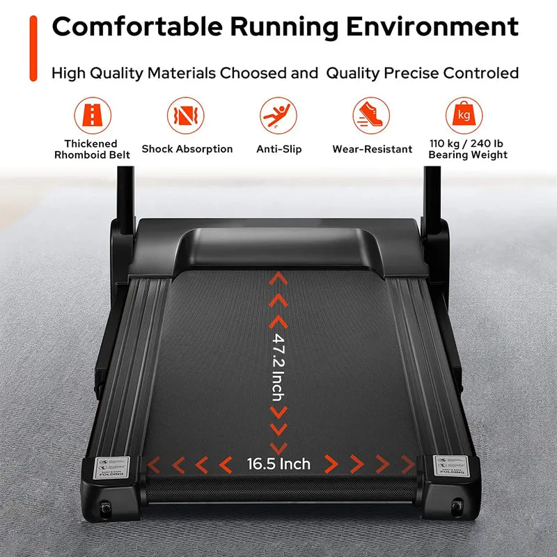 Multi-Functional Folding Treadmills for Home with Manual Incline 2.5HP Portable Electric Foldable Treadmills with Updated Display 242 lb Bearing Weight Built-in MP3 Speaker