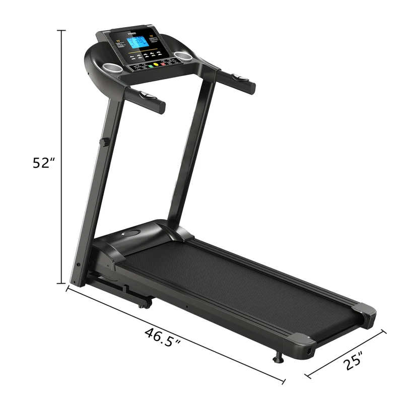 Home Gym Smart Fitness Equipment Foldable Motorized Treadmill LCD Display with Air Spring, Manual Incline, MP3
