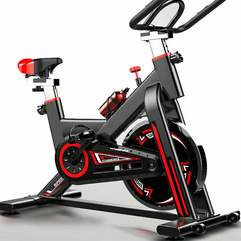 Exercise Bike Stationary Cycling Bicycle Cardio Fitness with LCD Display, Water Bottle Holder(Include Bottle for Gift), Adjustable Seat for Home Indoor Workout [Black]