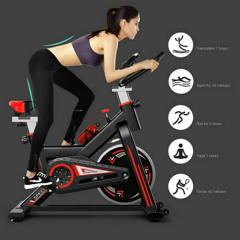 Exercise Bike Stationary Cycling Bicycle Cardio Fitness with LCD Display, Water Bottle Holder(Include Bottle for Gift), Adjustable Seat for Home Indoor Workout [Black]
