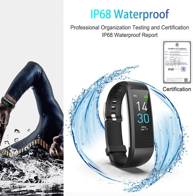 SUGIFT Fitness Tracker HR, Pedometer, Sleep Monitor, Vibrating Alarm, smart reminder, remote control selfie, health monitoring, exercise tracking, sleep analysis