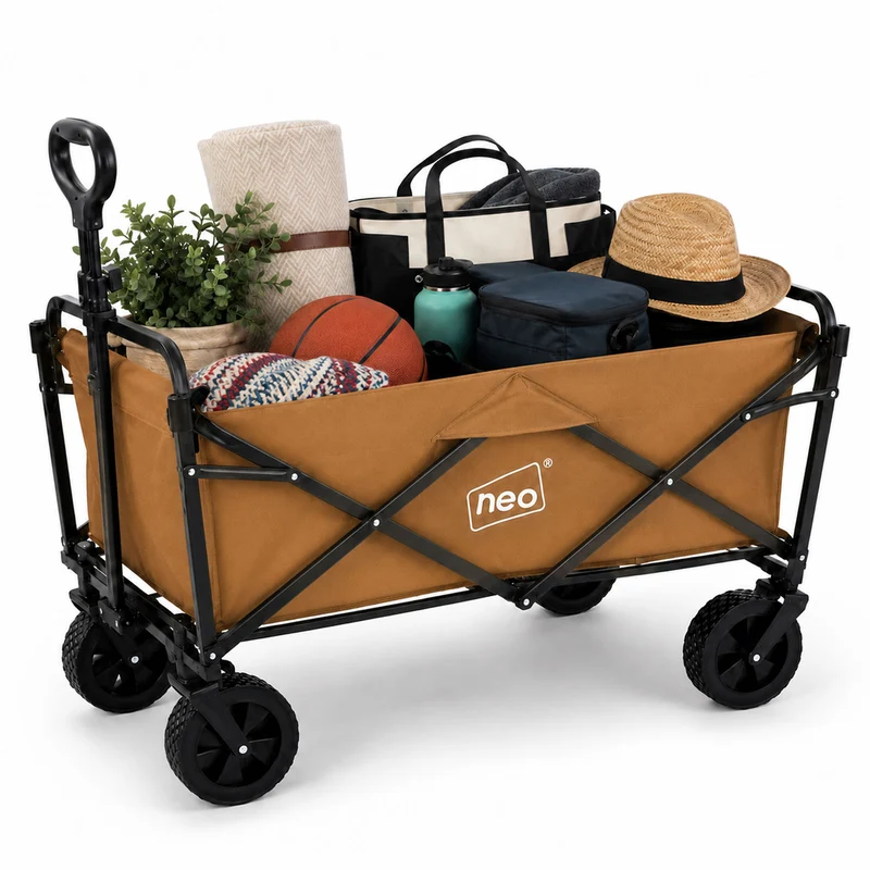 Neo Khaki Folding Wagon Garden Cart 138L 120kg