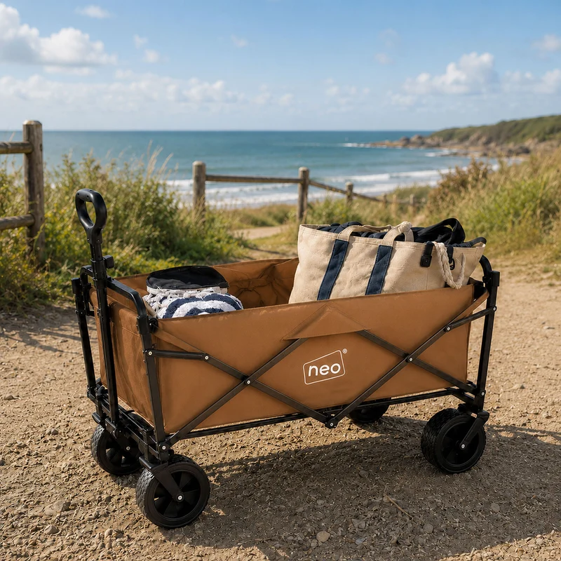 Neo Khaki Folding Wagon Garden Cart 138L 120kg