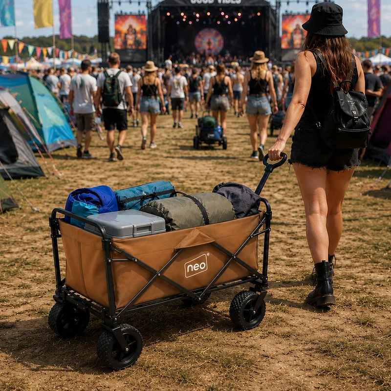 Neo Khaki Folding Wagon Garden Cart 138L 120kg