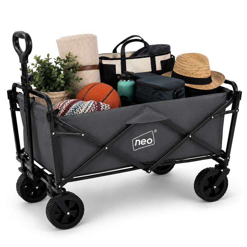 Neo Grey Folding Wagon Garden Cart 138L 120kg