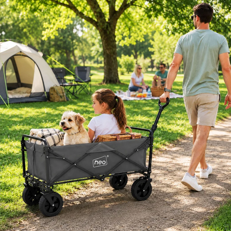 Neo Grey Folding Wagon Garden Cart 138L 120kg