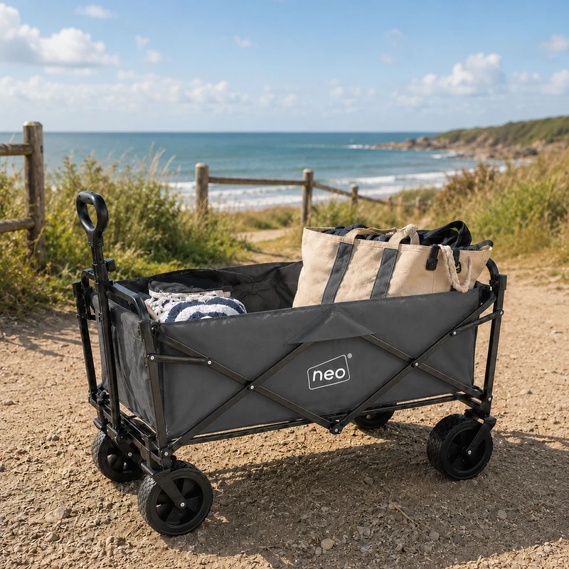 Neo Grey Folding Wagon Garden Cart 138L 120kg