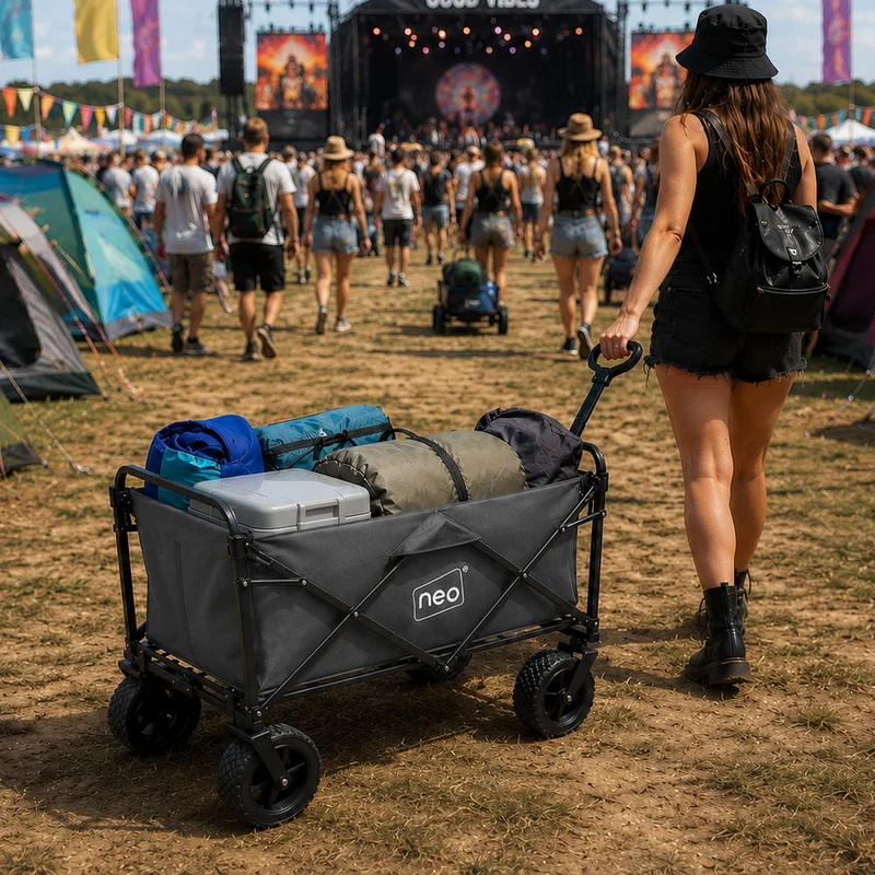 Neo Grey Folding Wagon Garden Cart 138L 120kg