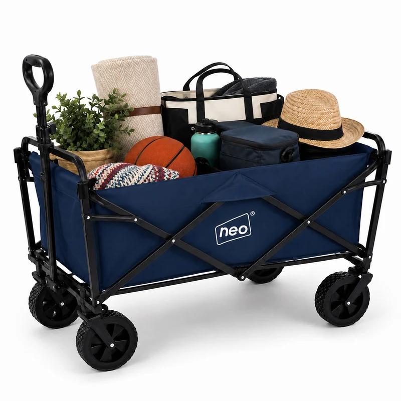 Neo Navy Folding Wagon Garden Cart 138L 120kg