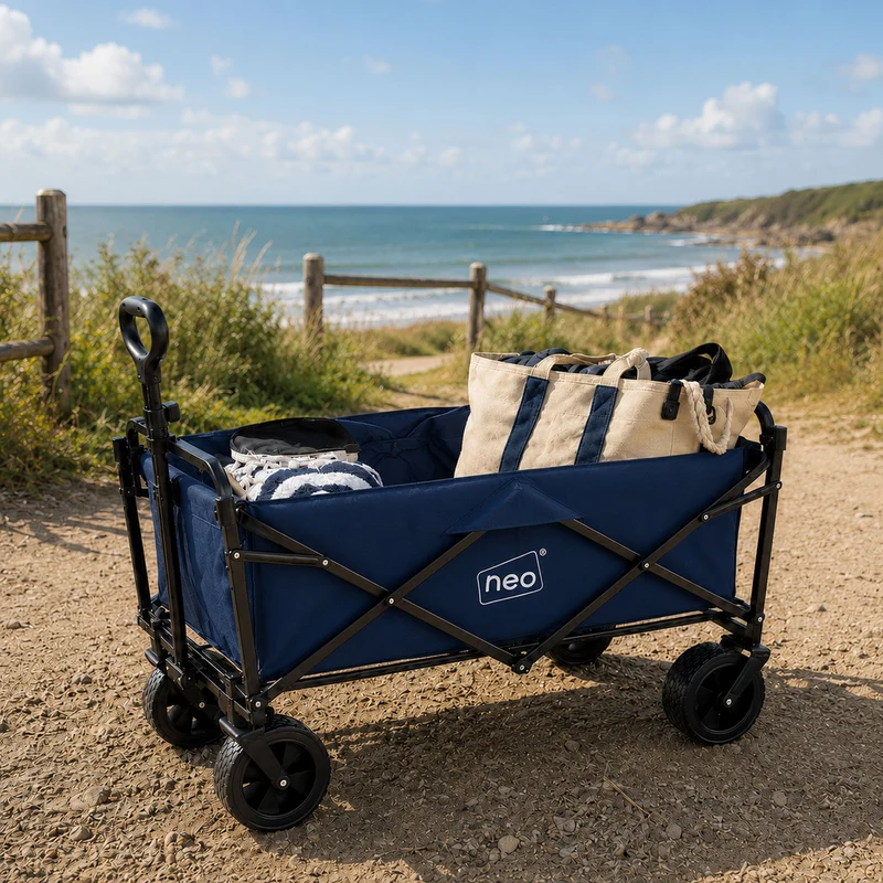 Neo Navy Folding Wagon Garden Cart 138L 120kg