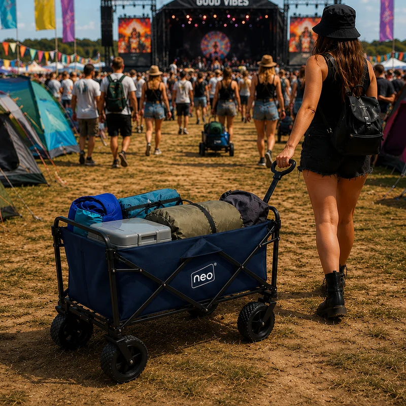 Neo Navy Folding Wagon Garden Cart 138L 120kg