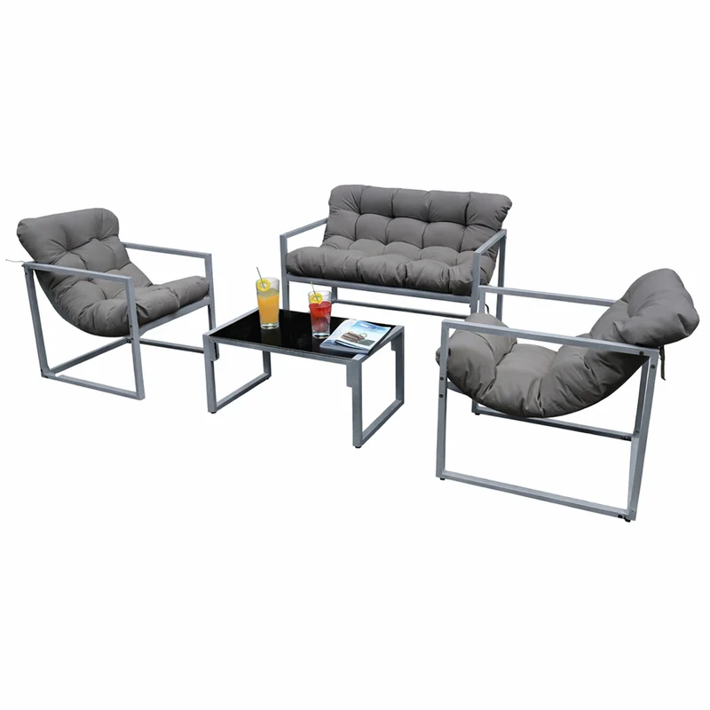 Neo Grey 4 Piece Outdoor Metal Patio Garden Furniture Set