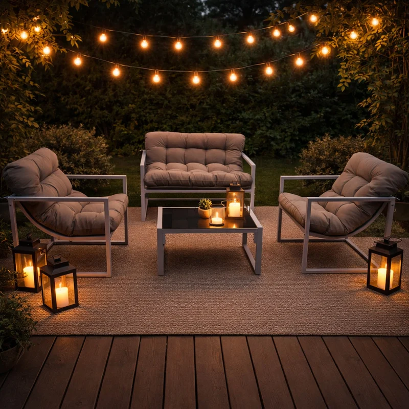 Neo Grey 4 Piece Outdoor Metal Patio Garden Furniture Set